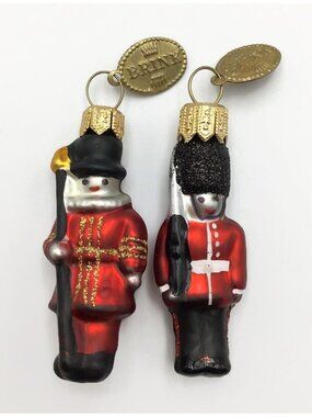 Brink Nordic English Guards Blown Glass Christmas Ornaments Set 2 Collectible
